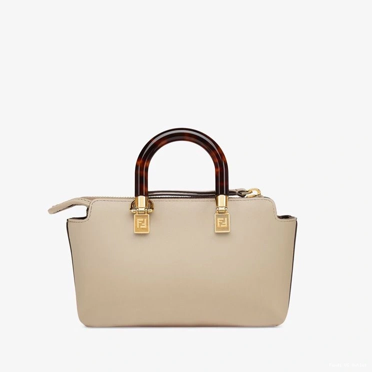Cheap HOT Grey The Bag Way Boston In By ROMA Leather Calf Fendi Logo Mini 0806